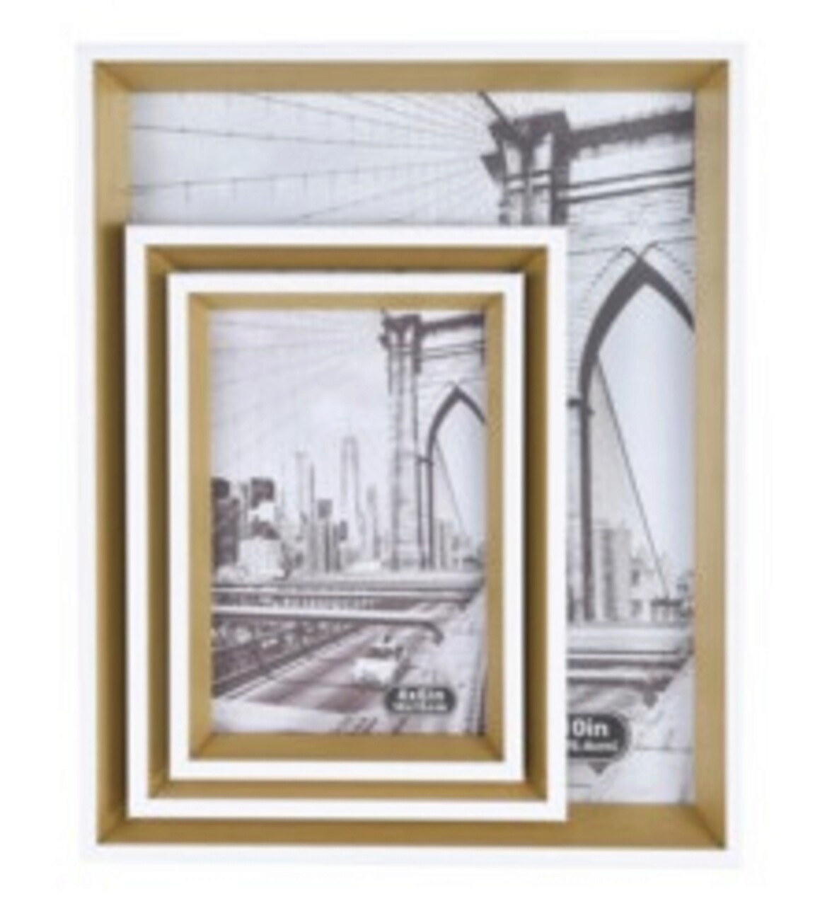 Set 3 rame foto, 10x15 cm/13x18 cm/20x25 cm, MDF, auriu - imagine 3